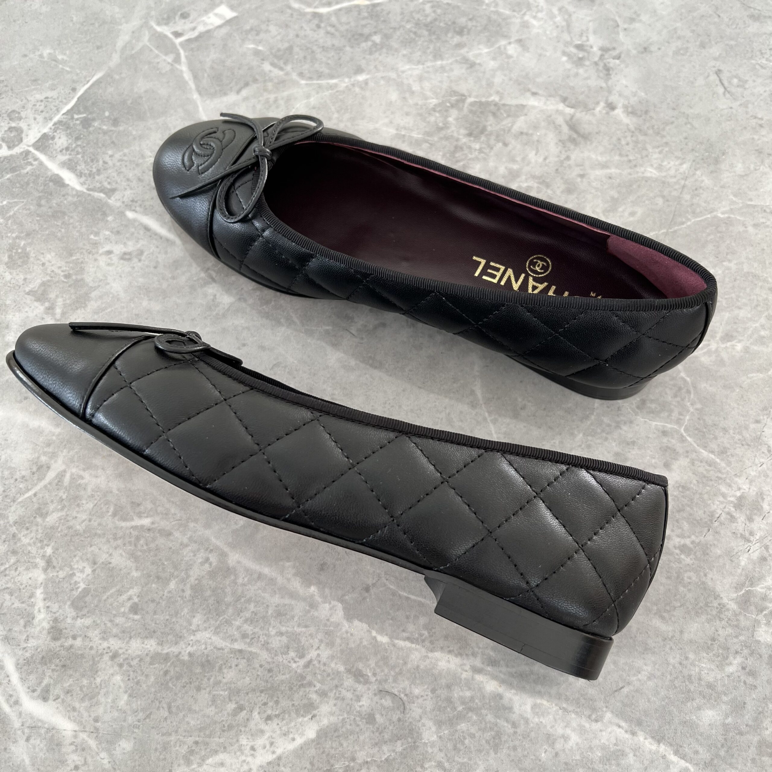 Chanel Black Quilted Cap Toe Ballerina Flats Chanel Black Quilted Cap Toe Ballerina Flats