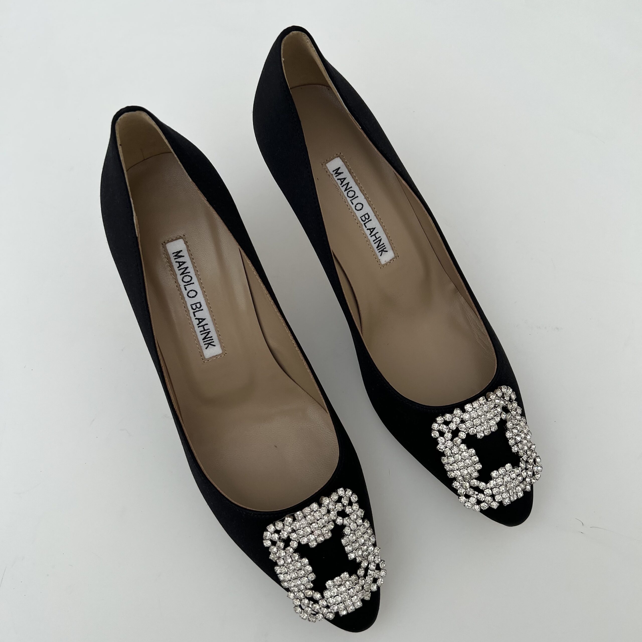 Manolo Blahnik Hangisi Black Satin