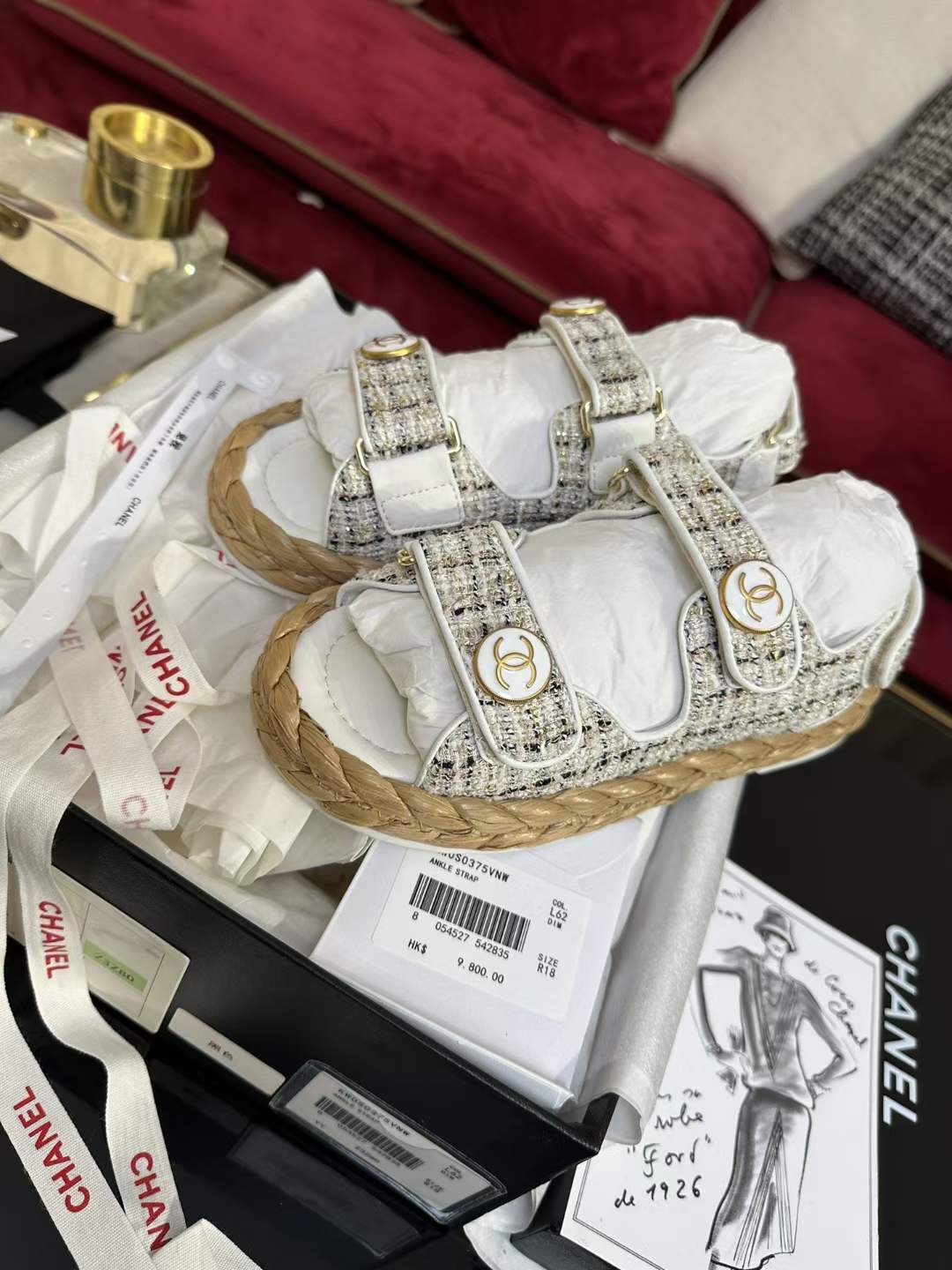 Chanel Tweed Dad Sandals Chanel Tweed Dad Sandals