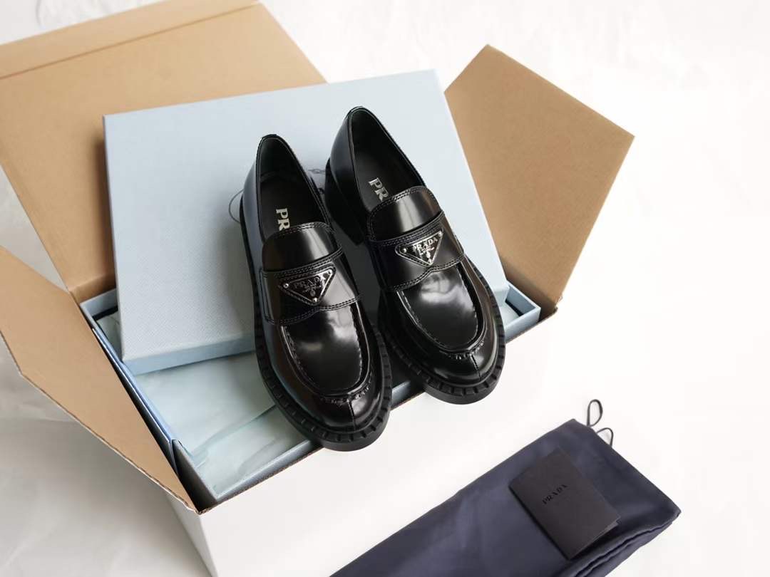 Prada Brushed Leather Loafers