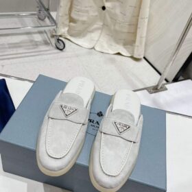 Prada Logo-Plaque Suede Mules Prada Logo-Plaque Suede Mules