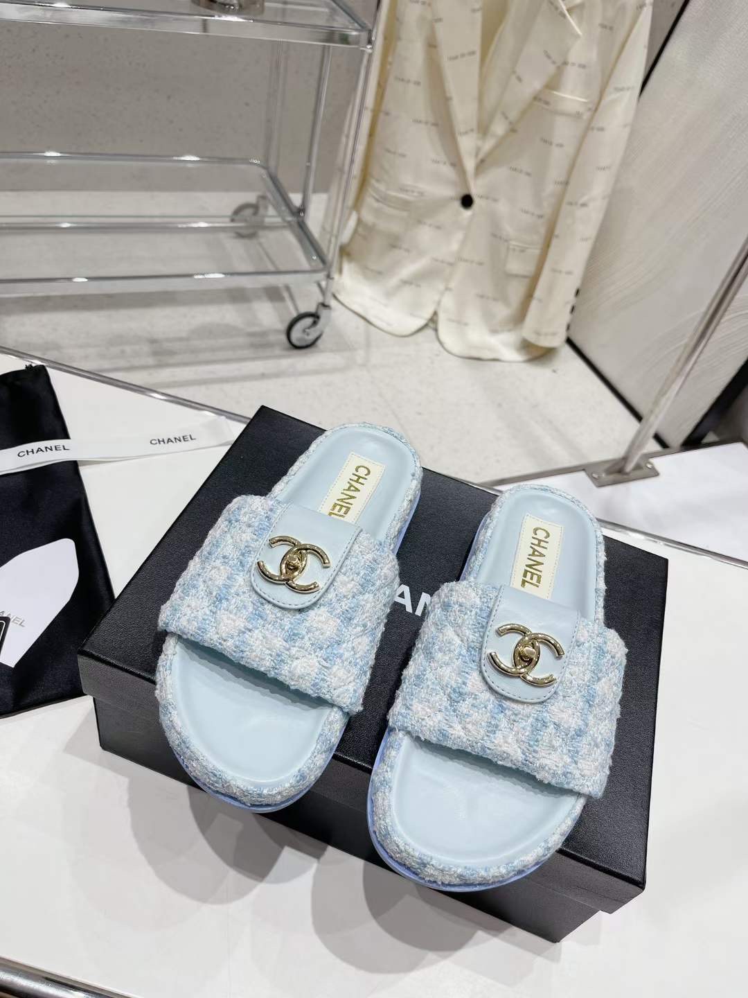 Chanel Tweed Sandals