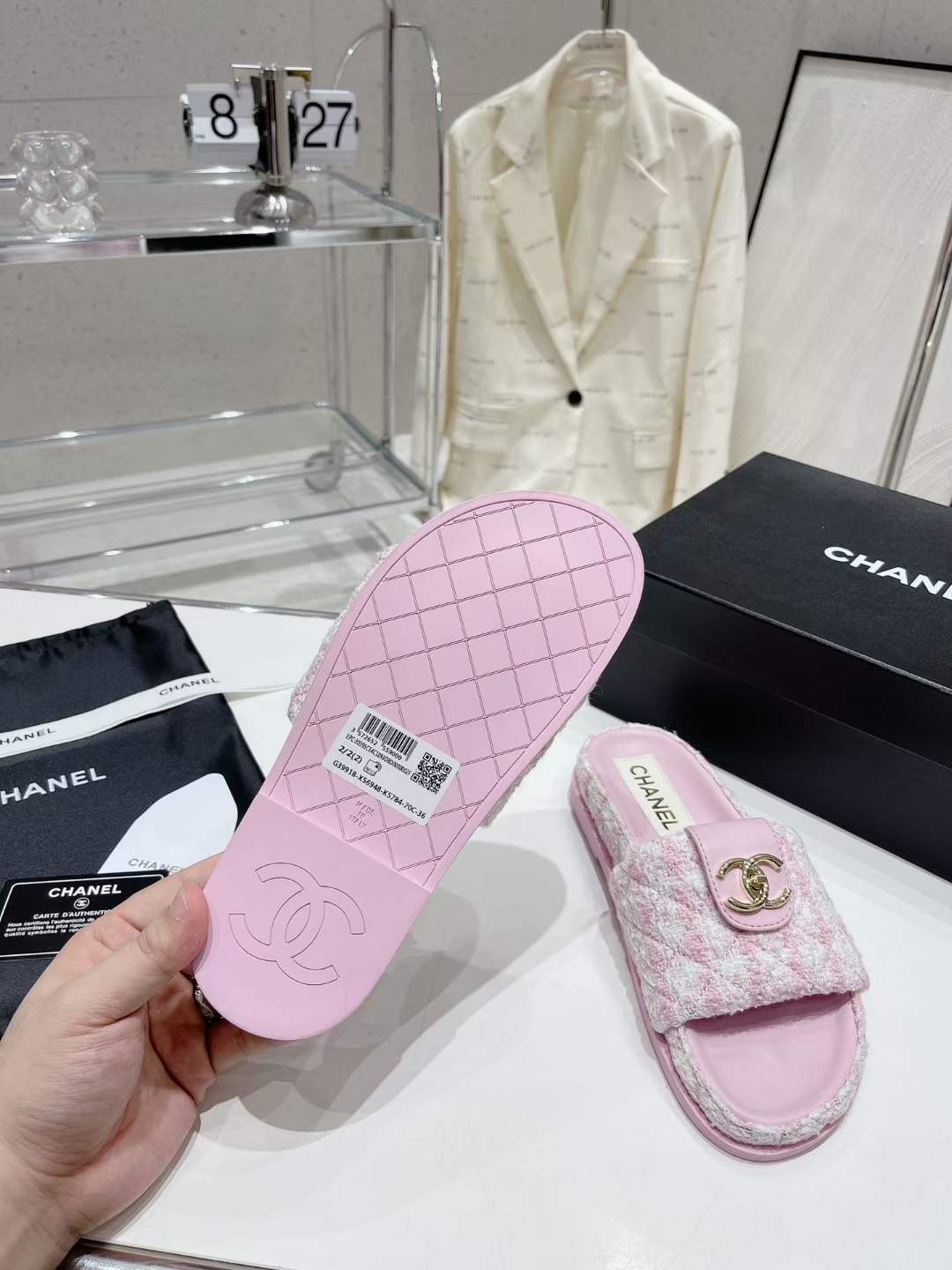 Chanel Tweed Sandals Chanel Tweed Sandals