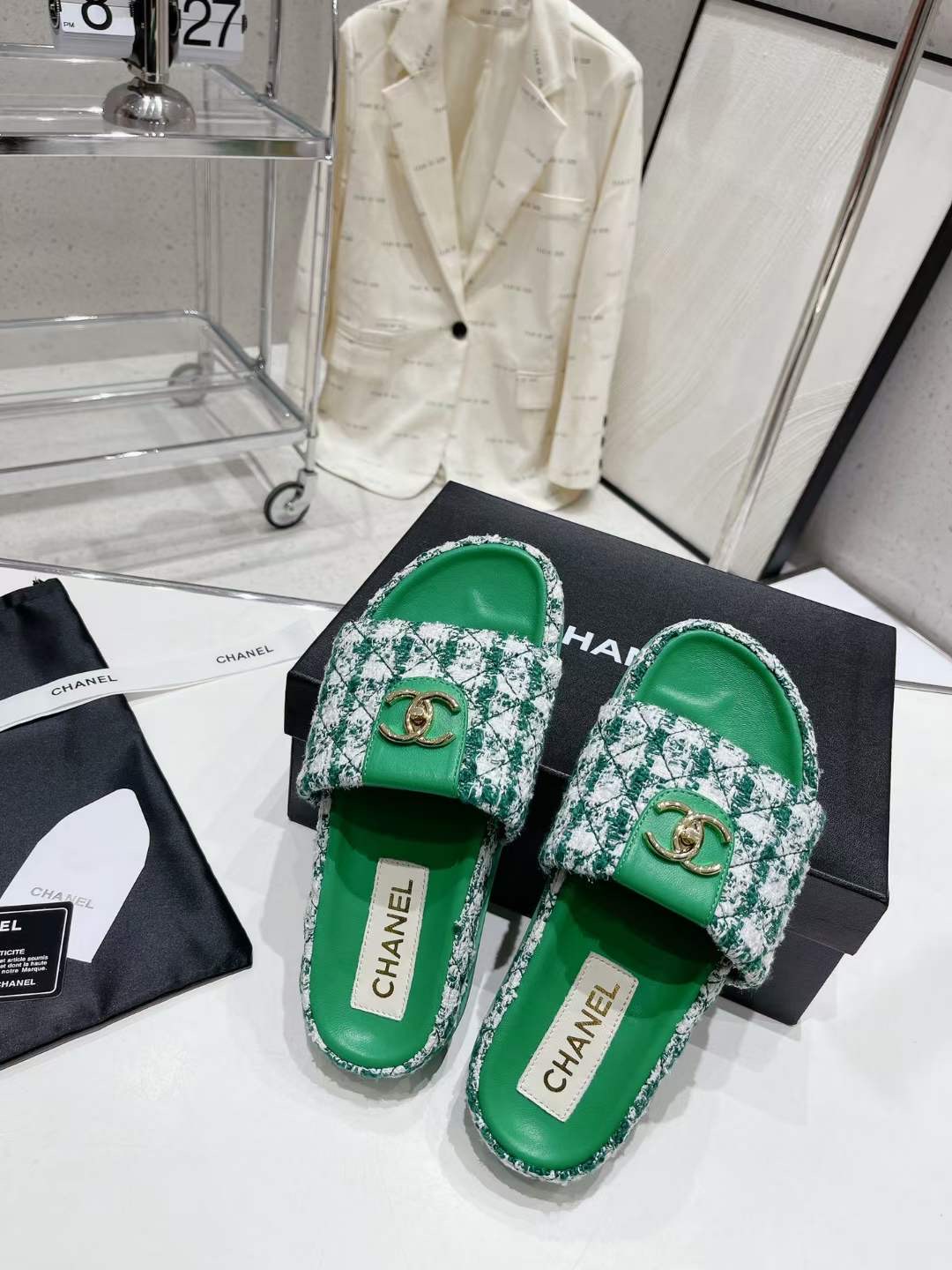 Chanel Tweed Sandals