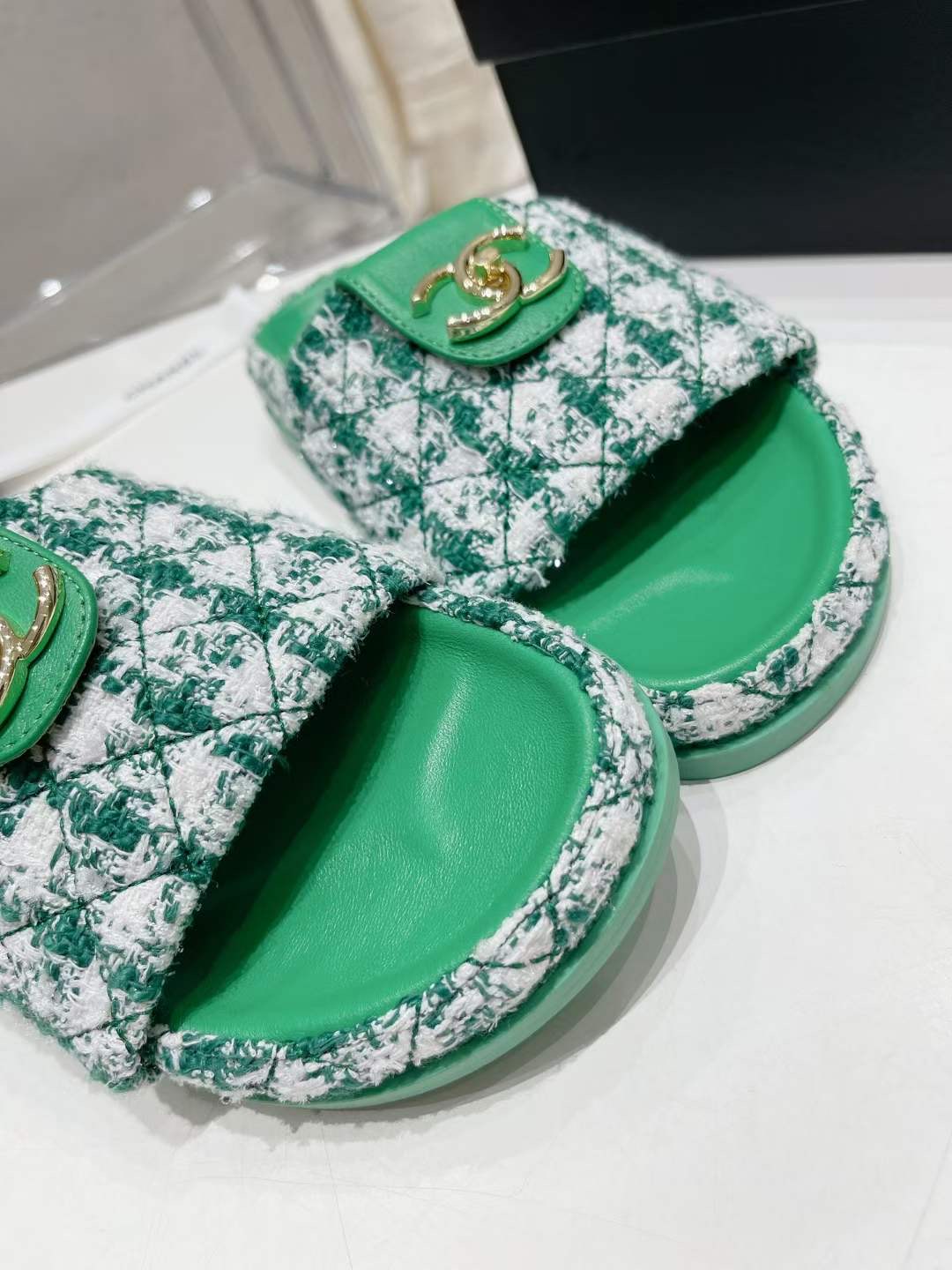 Chanel Tweed Sandals Chanel Tweed Sandals