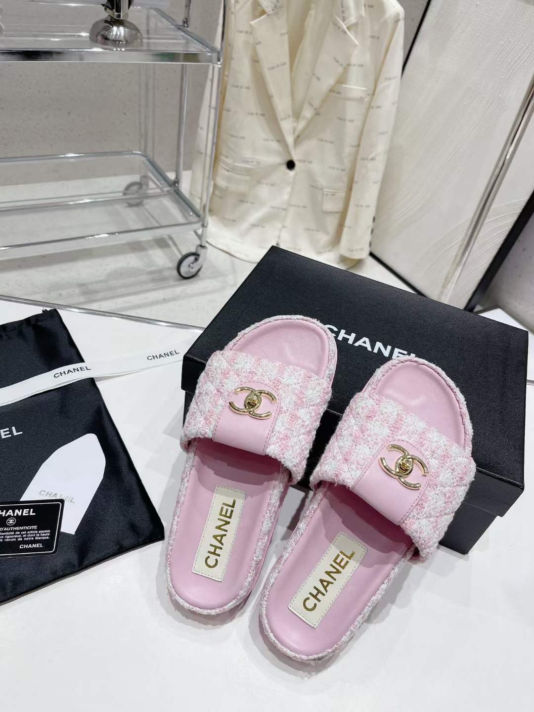 Chanel Tweed Sandals Chanel Tweed Sandals