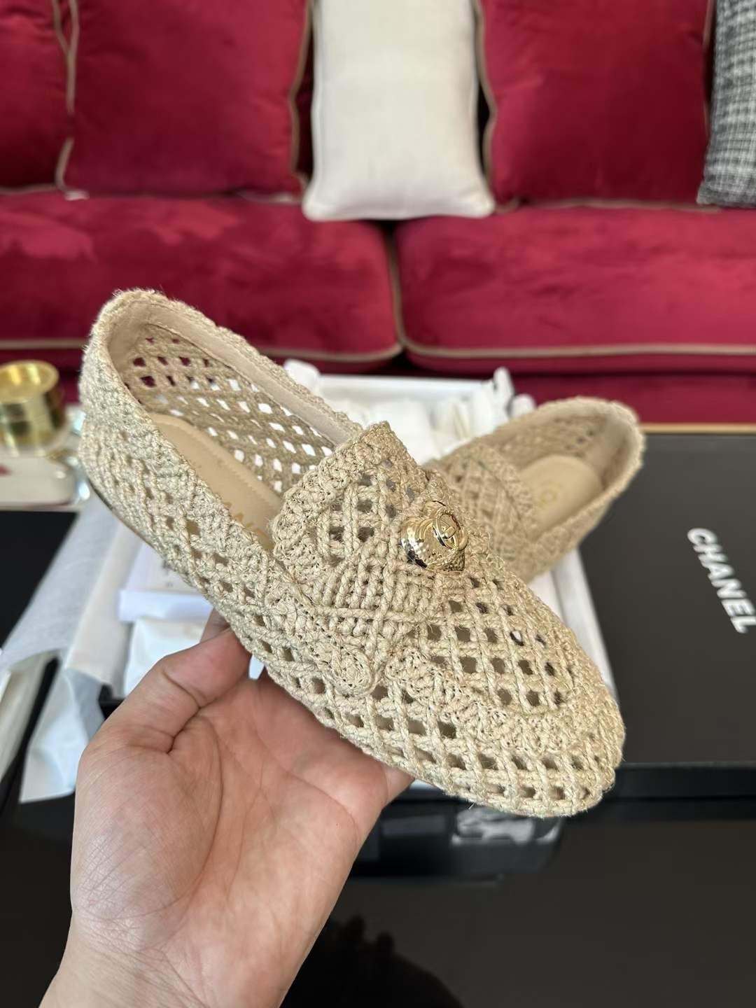 Chanel Braided Raffia Loafers
