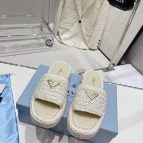 Prada Raffia Slide Sandal Prada Raffia Slide Sandal