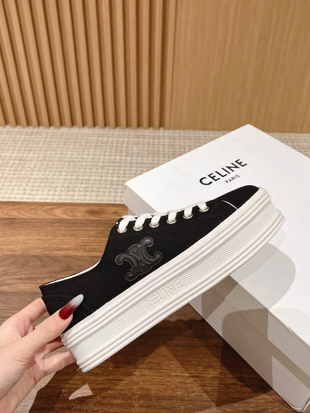 Celine Jane Low Lace-Up Sneaker