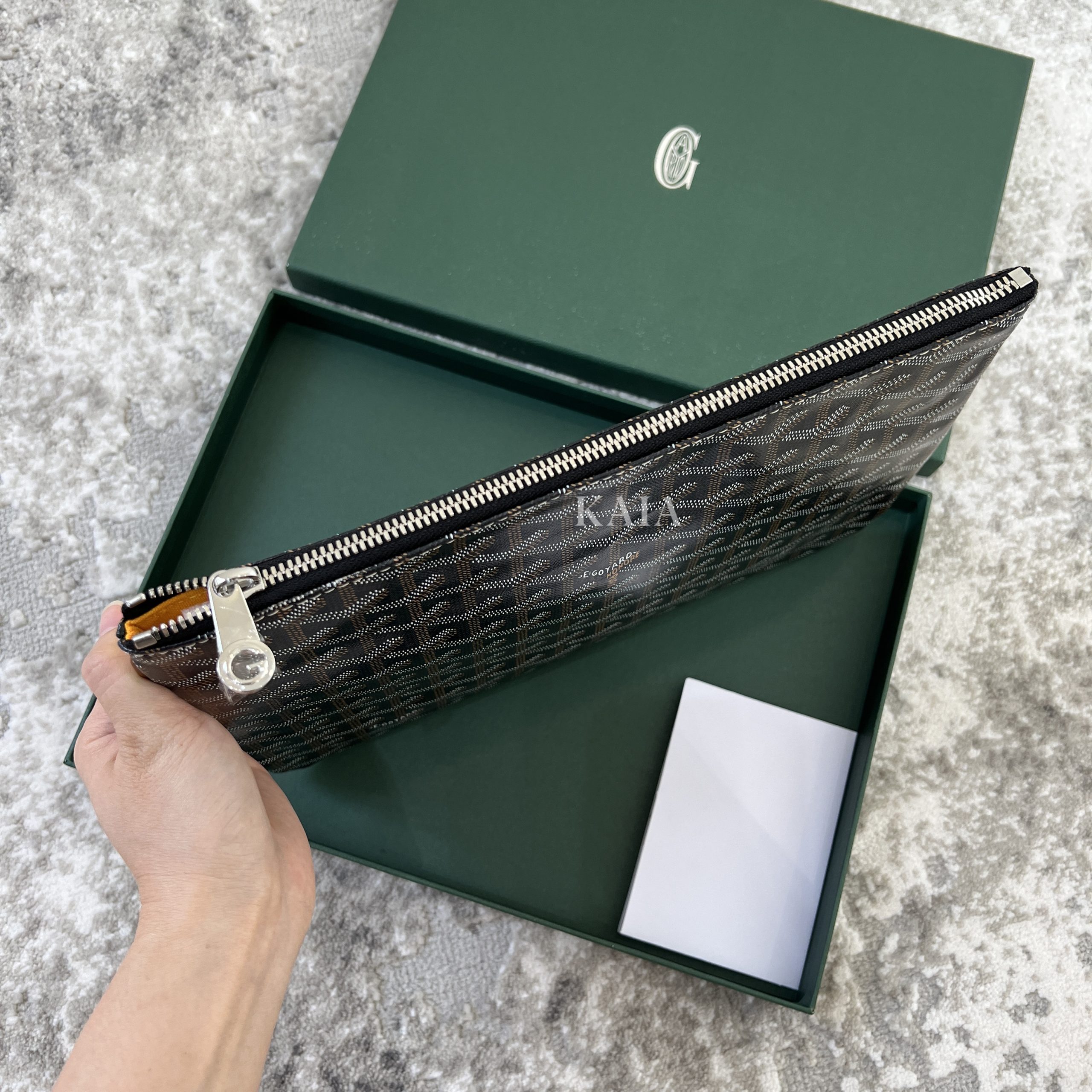 Goyard Senat Pouch MM Black Tan Goyard Senat Pouch MM Black Tan