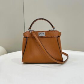 Fendi Peekaboo Mini Grained Calfskin Brown