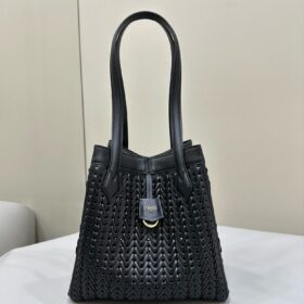 Fendi Medium Origami Bag Black Interlaced Leather Fendi Medium Origami Bag Black Interlaced Leather