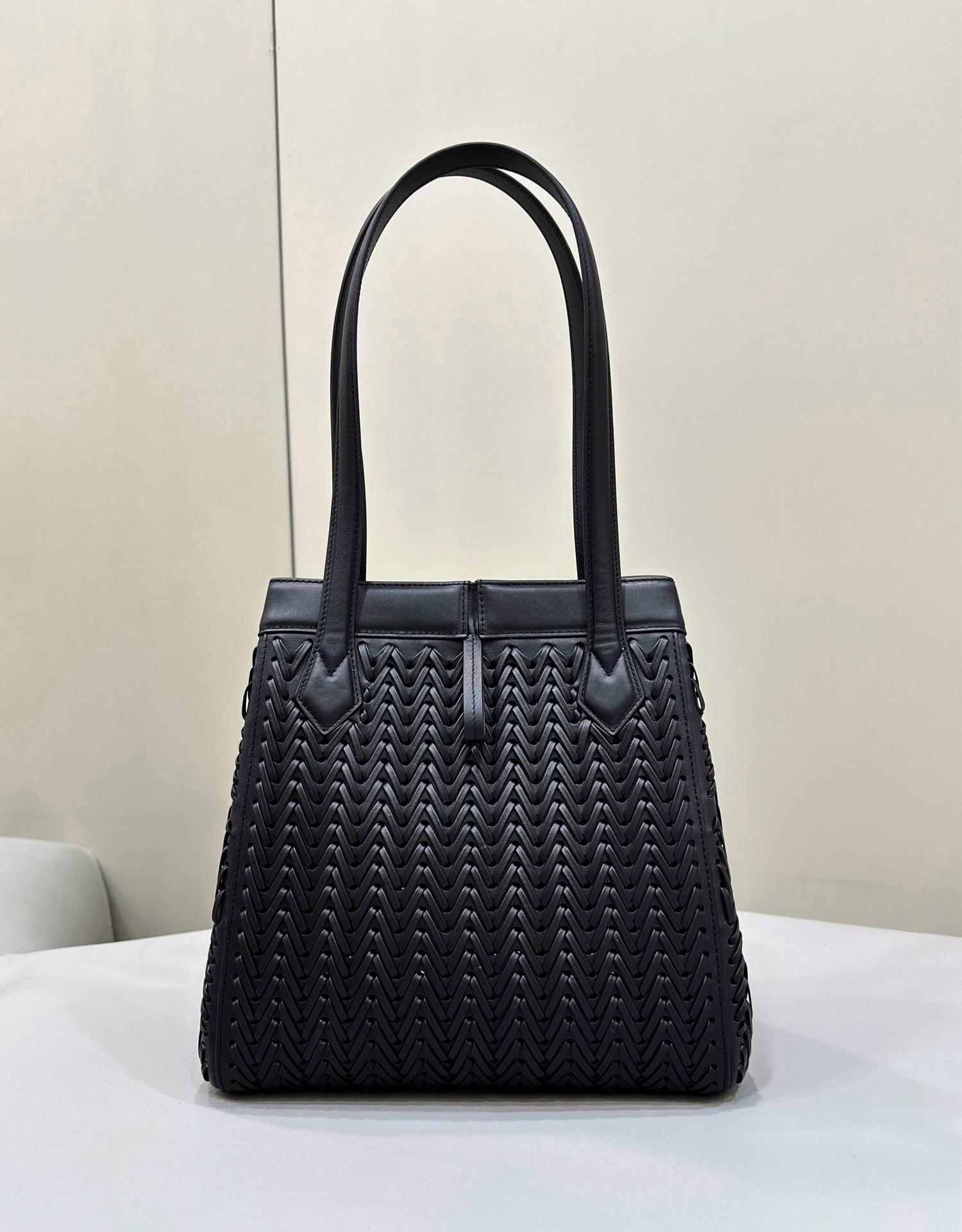 Fendi Medium Origami Bag Black Interlaced Leather Fendi Medium Origami Bag Black Interlaced Leather