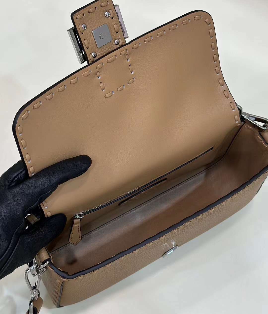 Fendi Baguette Bag With Oversize Topstitching Fendi Baguette Bag With Oversize Topstitching