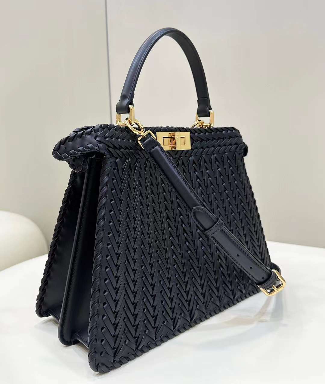 Fendi Peekaboo ISEEU Medium Interlace Leather Bag