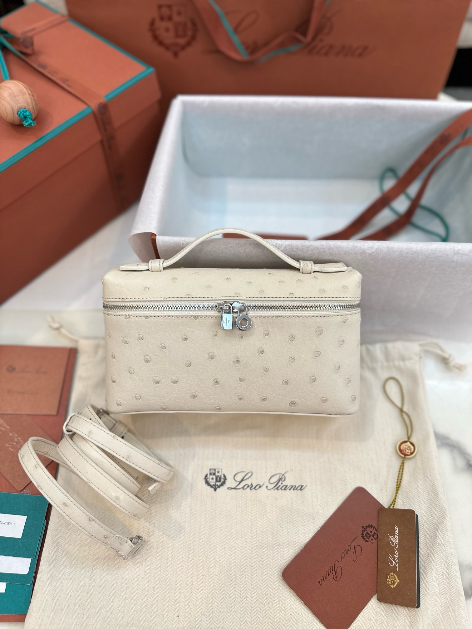 Loro Piana Extra Pocket L19 Pouch Ostrich