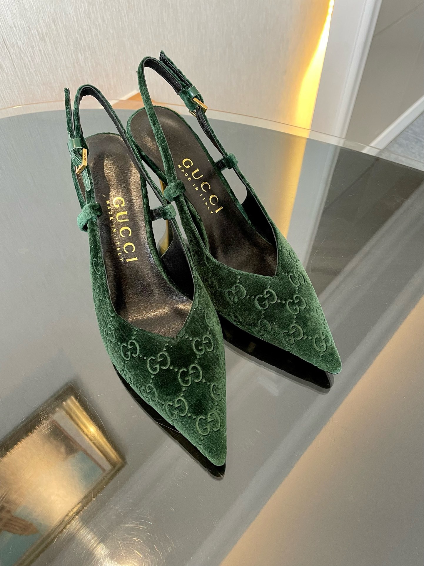 Gucci GG Velvet Slingback Pumps