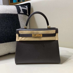 Hermès Kelly 28 Chevre Ebene GHW