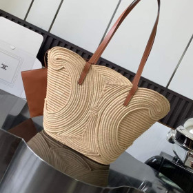 Celine Panier Braided Triomphe In Raffia And Calfskin Celine Panier Braided Triomphe In Raffia And Calfskin