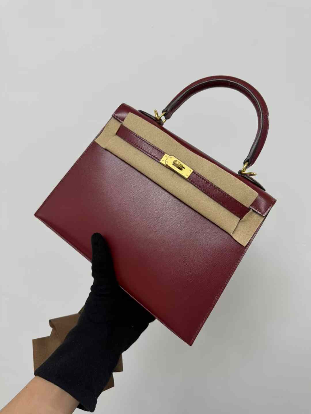 Hermes Kelly 25 Rouge H Box Leather GHW