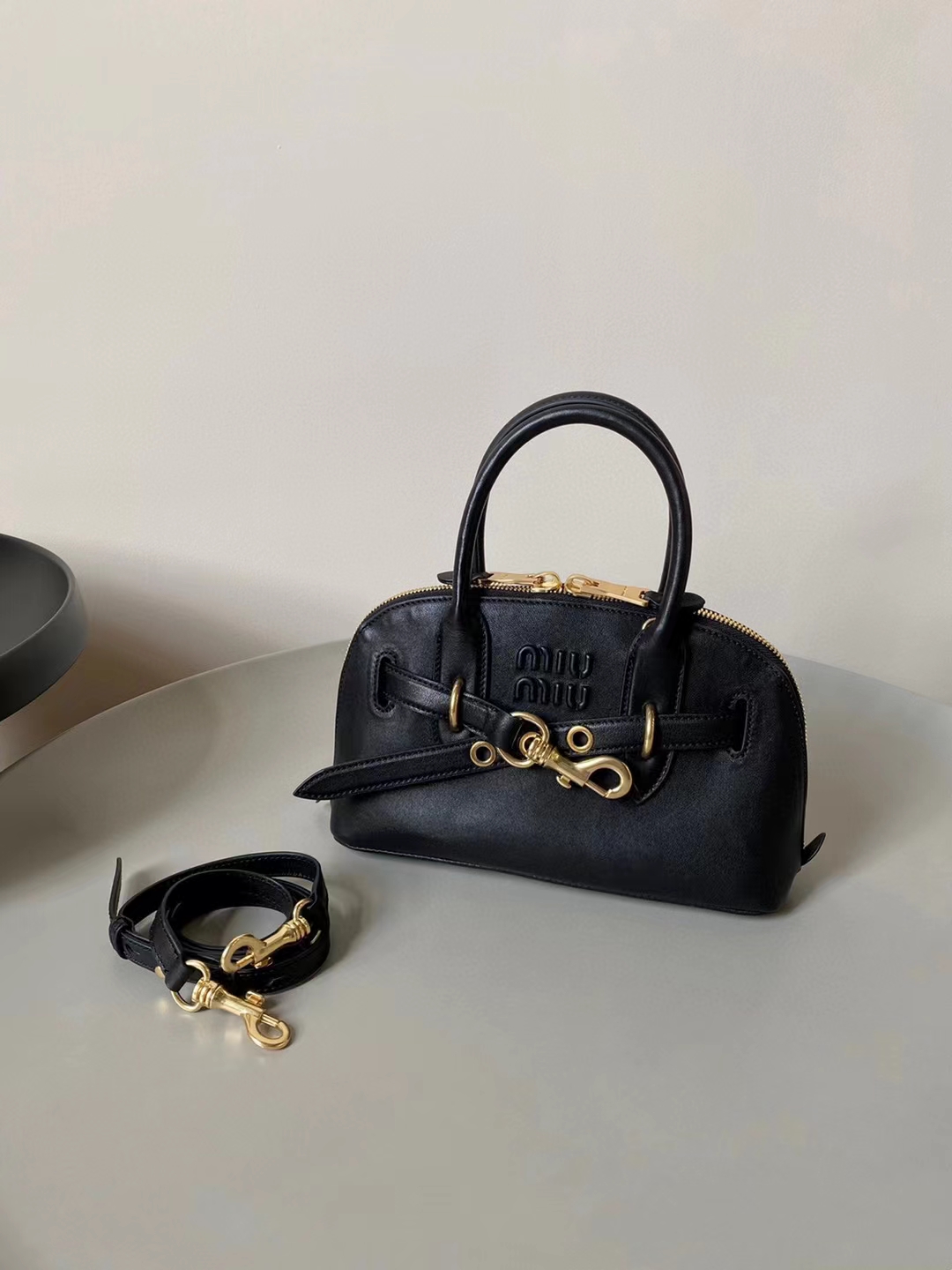 Miu Miu Aventure nappa leather top-handle bag