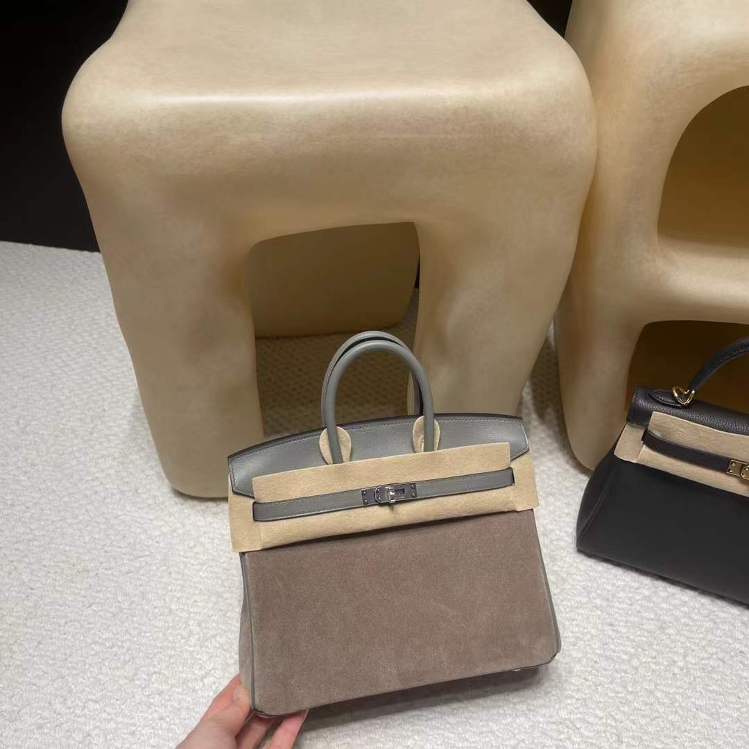 Hermès Birkin 25 Grizzly Gris Caillou & Gris Meyer