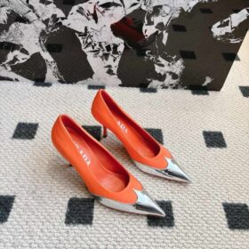 Prada Satin And Metallic Leather Pumps
