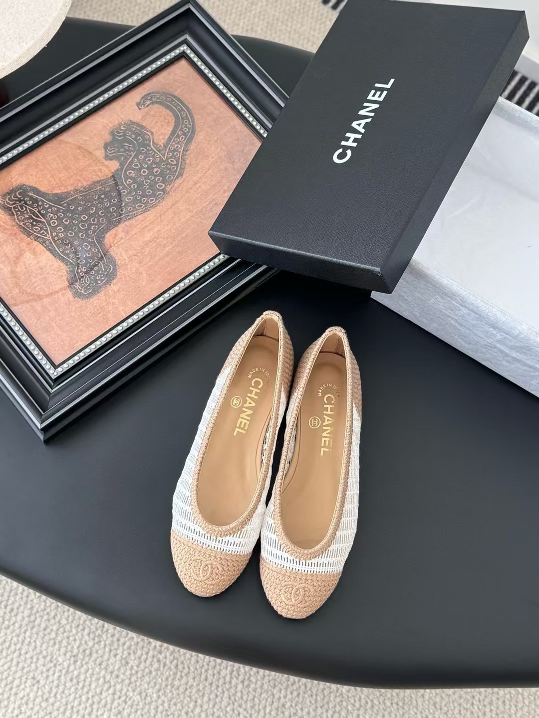 Chanel Raffia Ballerina Flats Shoes