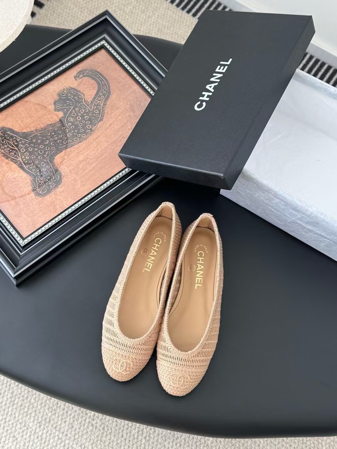 Chanel Raffia Ballerina Flats Shoes