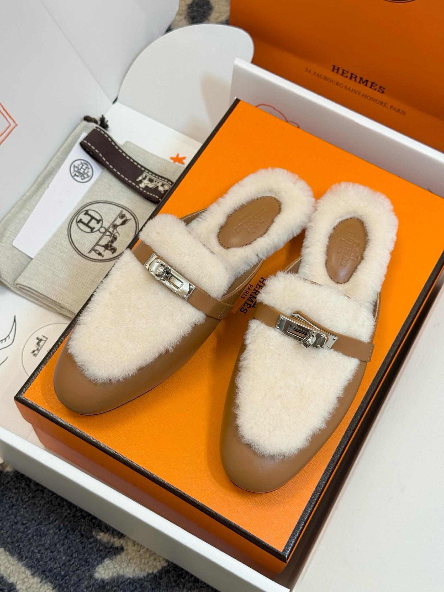 Hermes Oz Mule Shearling
