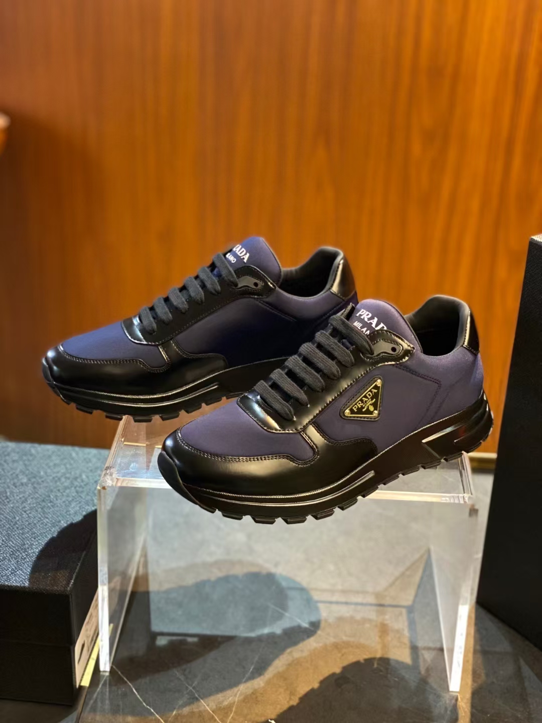 Prax 01 Re-Nylon and Leather Sneakers