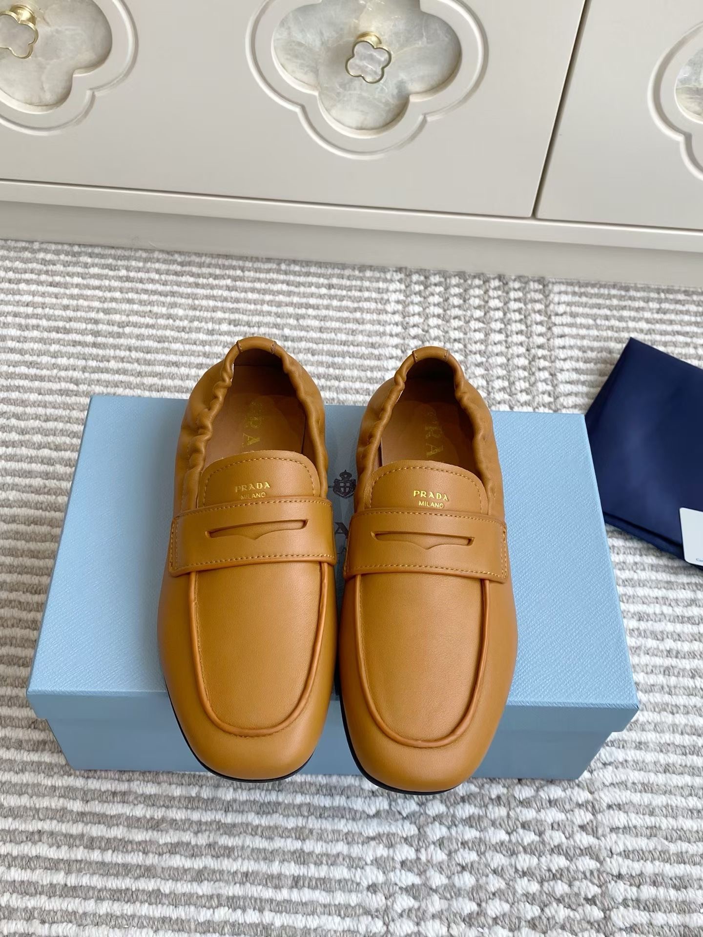 Prada Shuffle Antiqued Suede Loafers