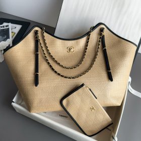 Chanel Raffia Maxi Shopping Bag