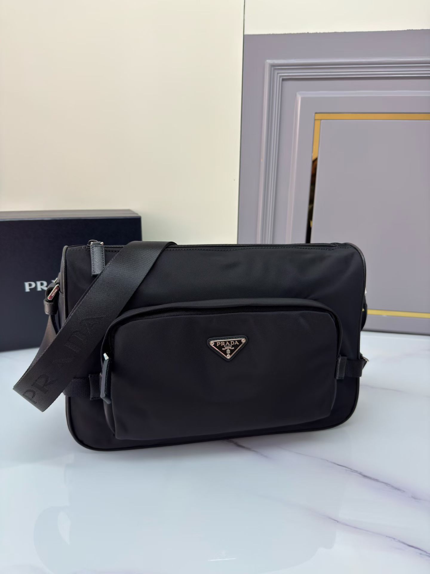 Prada Large Re-Nylon and Saffiano Leather Shoulder bag
