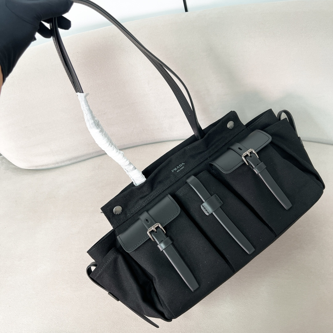 Prada Large Route Bag in Canvas and Leather