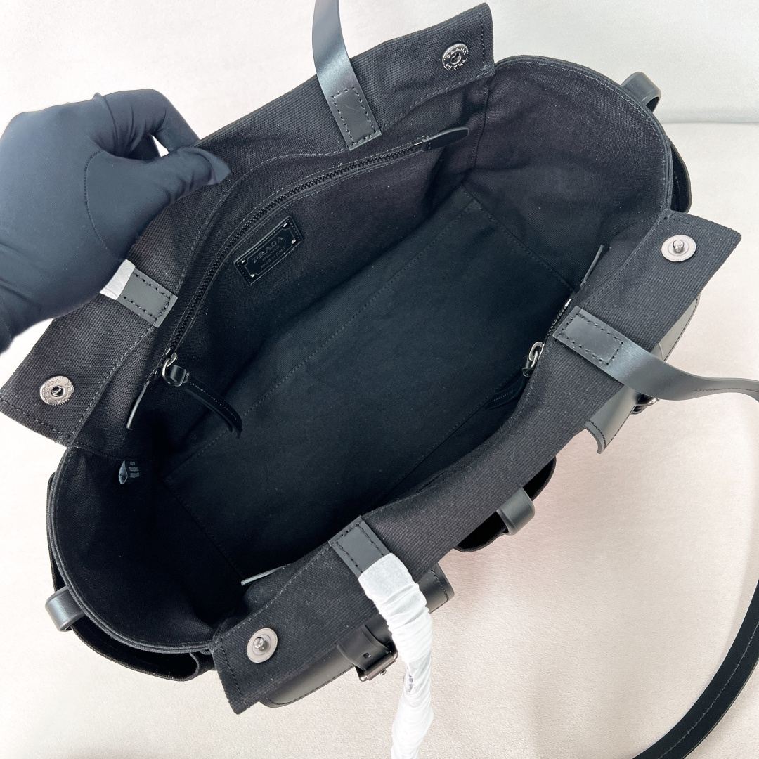 Prada Large Route Bag in Canvas and Leather Prada Large Route Bag in Canvas and Leather