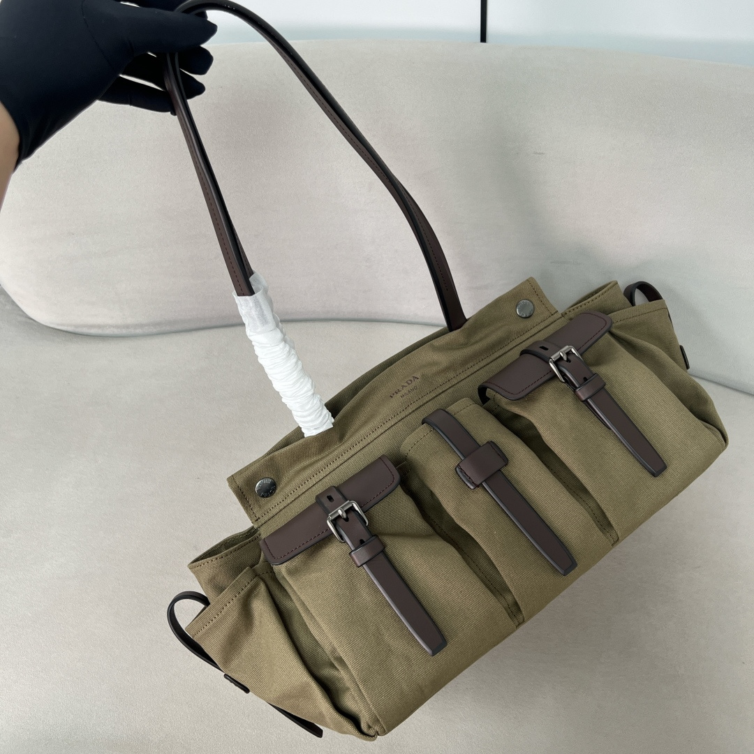 Prada Large Route Bag in Canvas and Leather